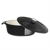 Vogue Cast Iron Black Oval Casserole Dish 5L